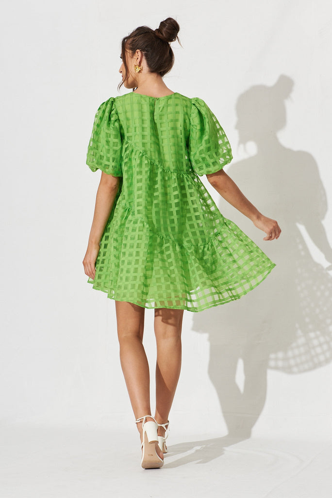 Galia Smock Dress In Green Organza - back