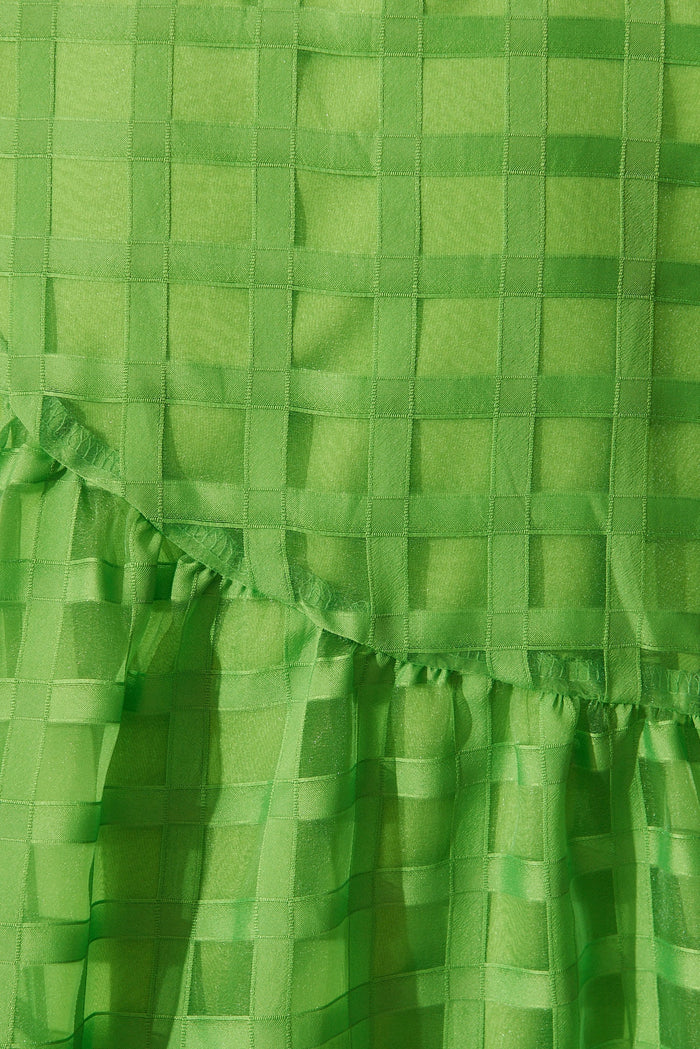 Galia Smock Dress In Green Organza - fabric