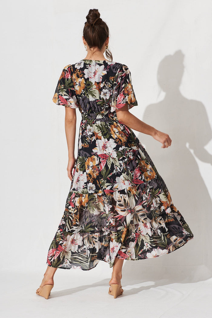 Naomy Maxi Dress In Black Floral - back