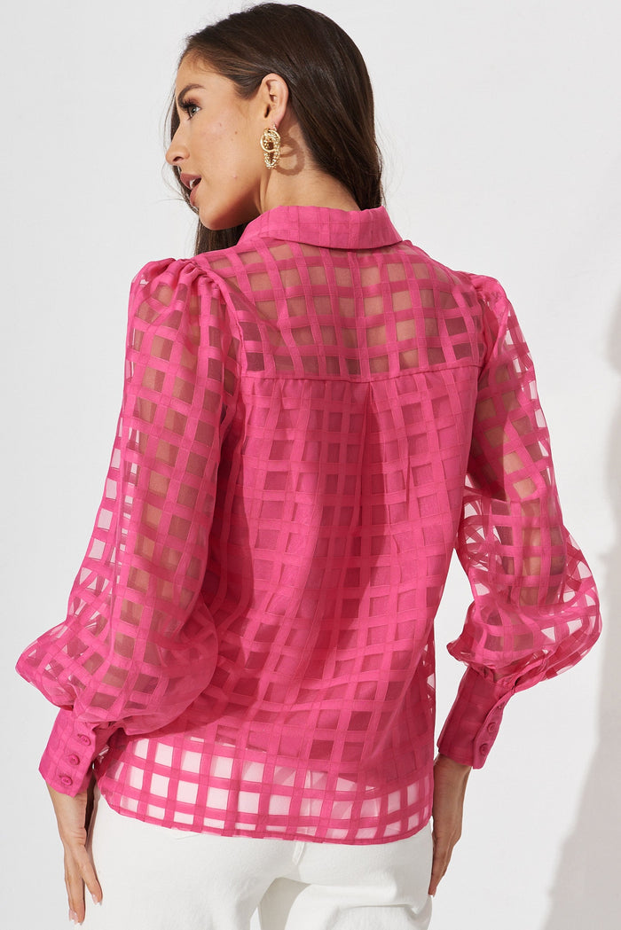 Giulana Shirt In Hot Pink Organza - back