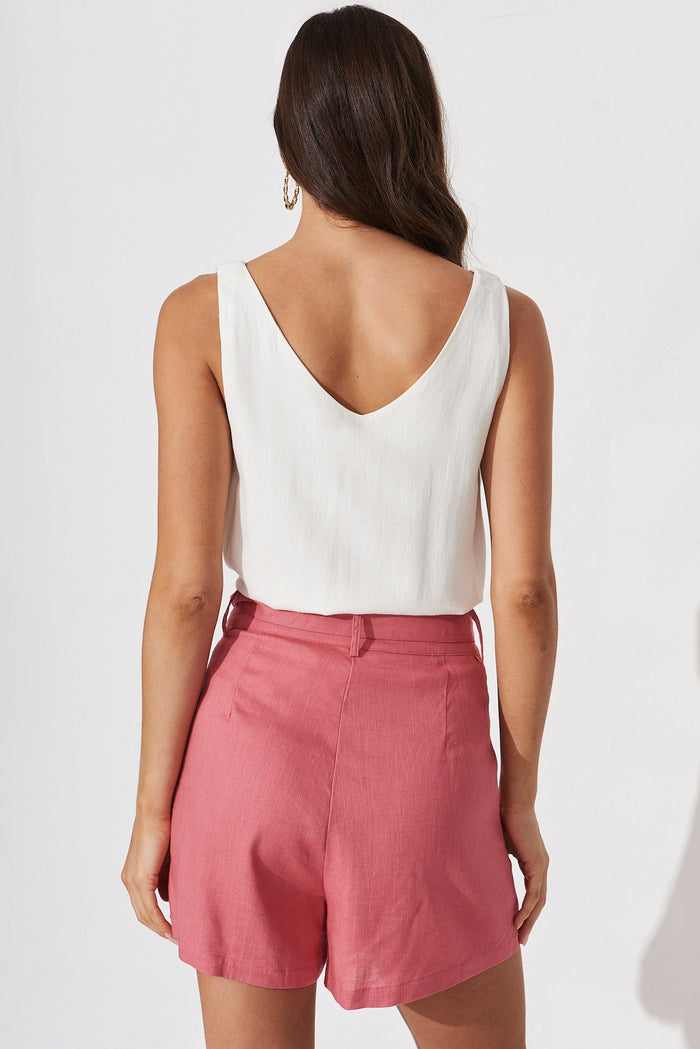 Unplugged Shorts In Dusty Rose Linen Look - back