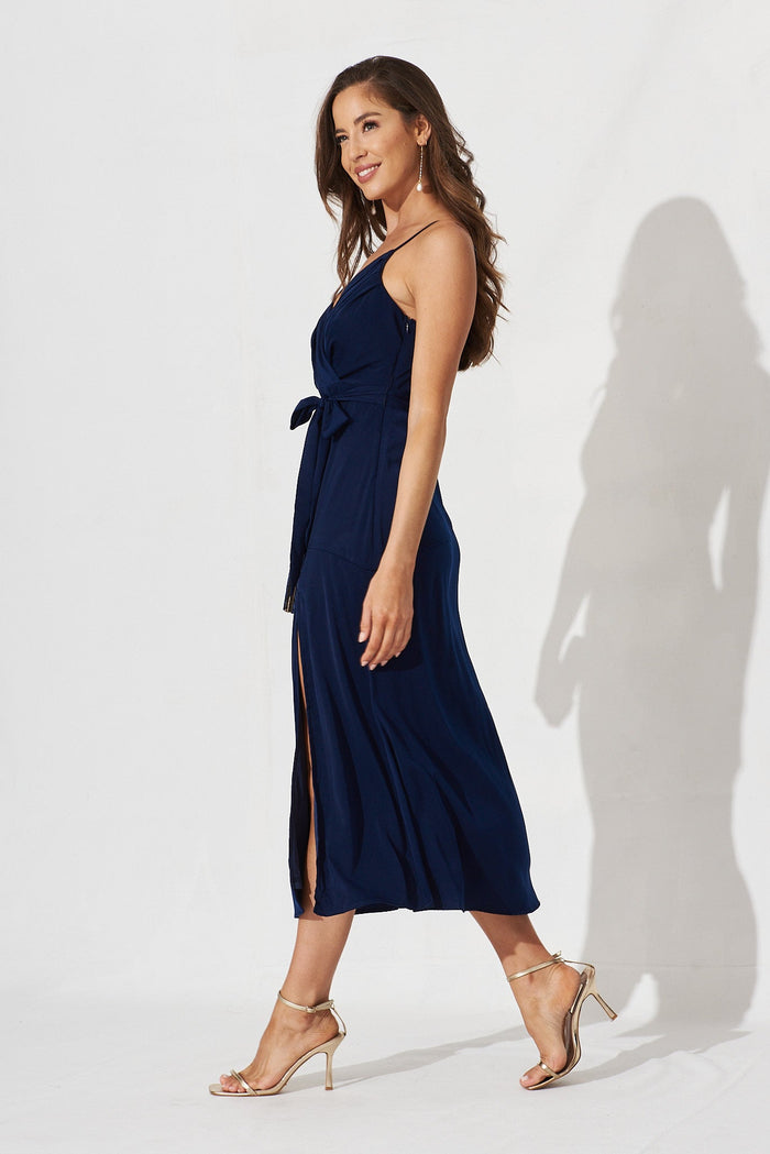 Elaine Midi Dress In Navy - side