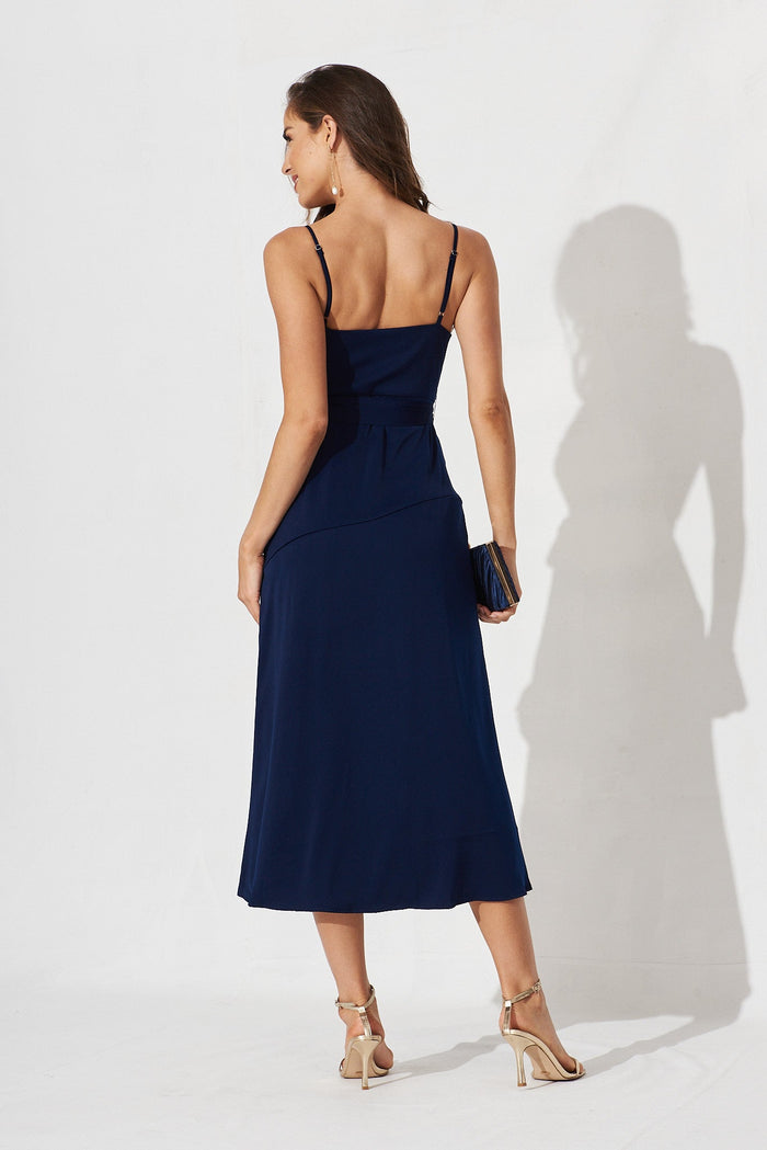 Elaine Midi Dress In Navy - back