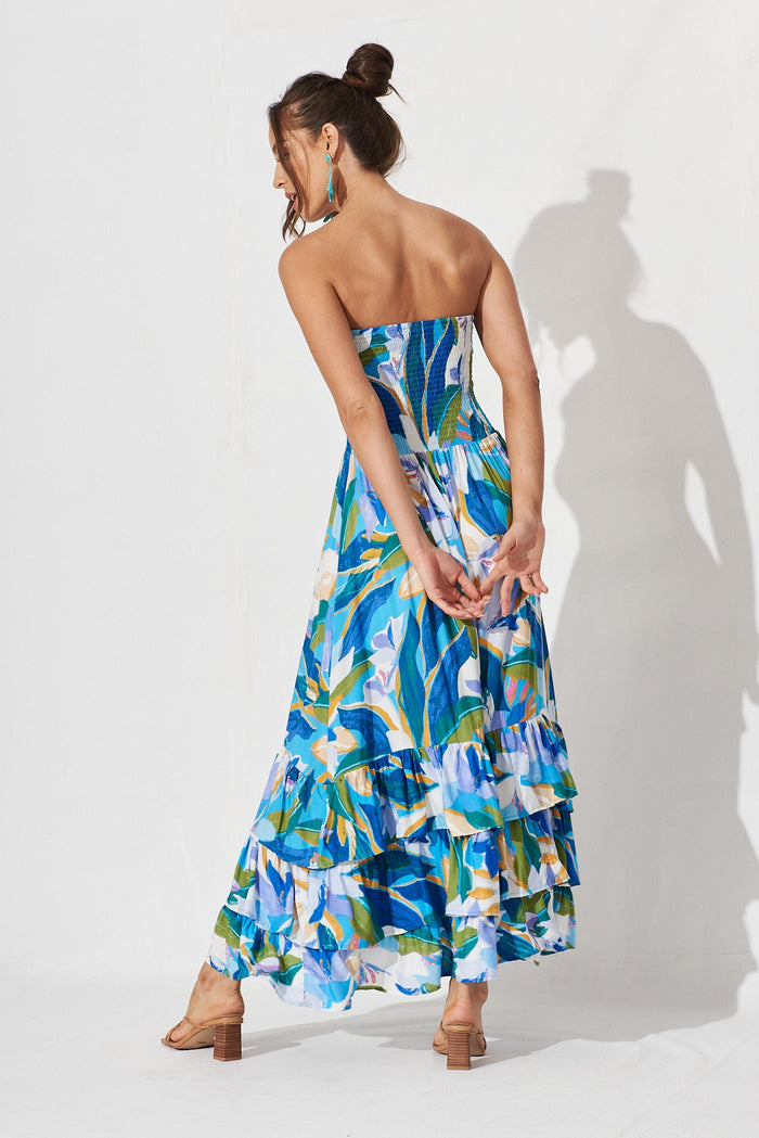 Mastyn Midi Dress In Blue Floral - back