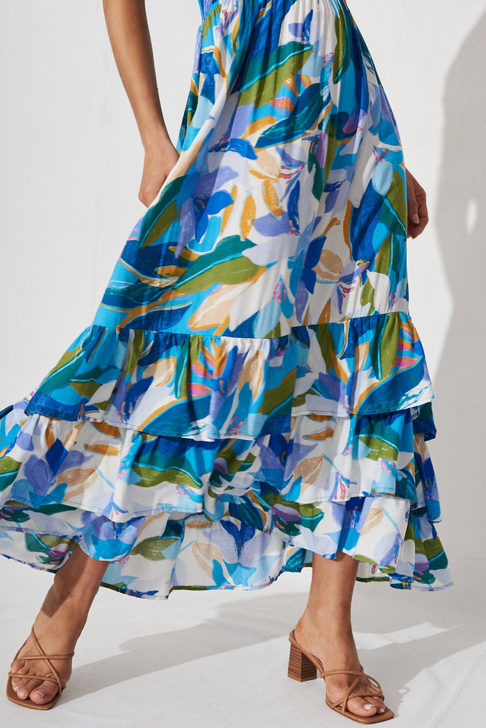 Mastyn Midi Dress In Blue Floral - detail