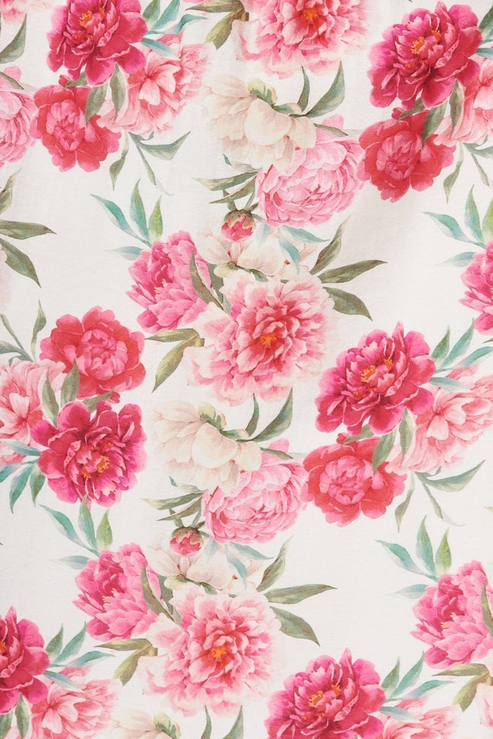Carline Midi Dress In White With Pink Floral - St Frock (Dev)