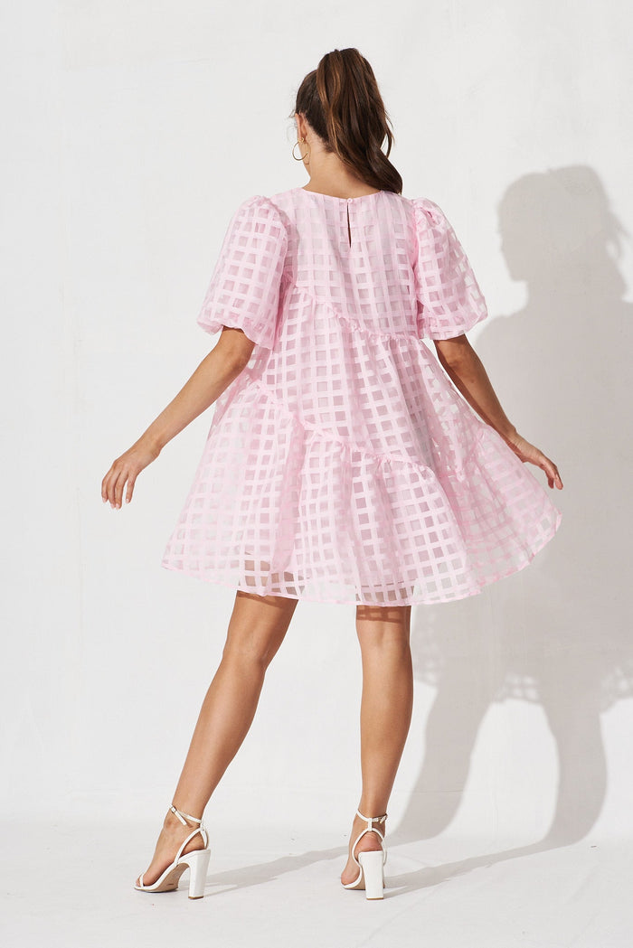 Galia Smock Dress In Pink Organza - back