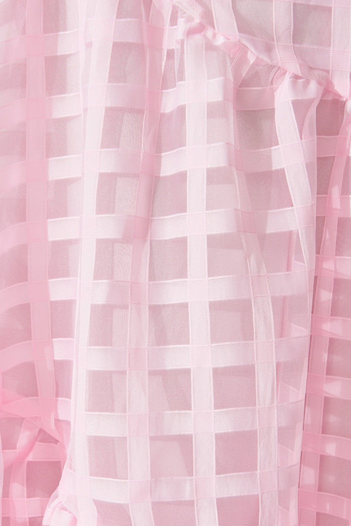 Galia Smock Dress In Pink Organza - fabric