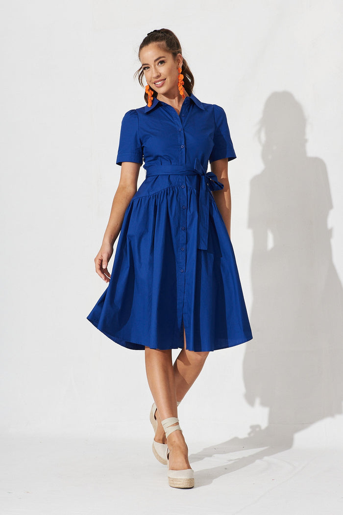 Annmarie Midi Shirt Dress In Navy - full length