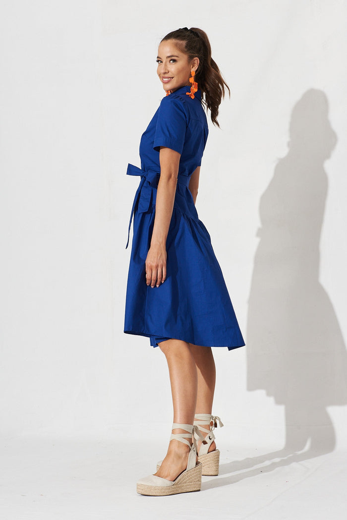 Annmarie Midi Shirt Dress In Navy - side