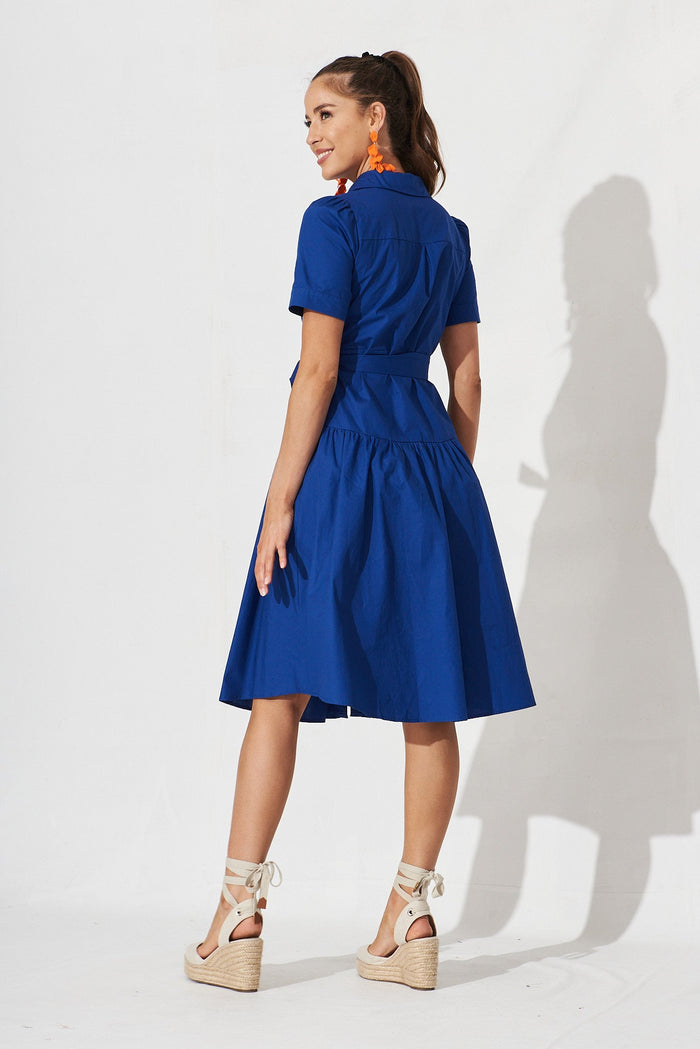 Annmarie Midi Shirt Dress In Navy - back