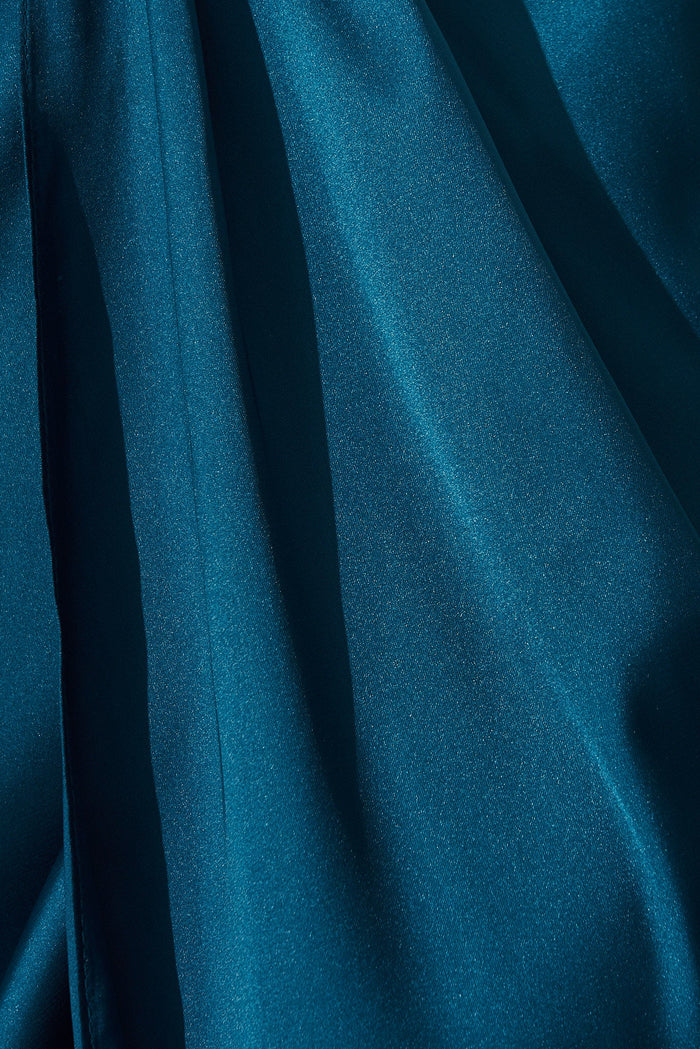 Annely Midi Dress In Teal Satin - fabric