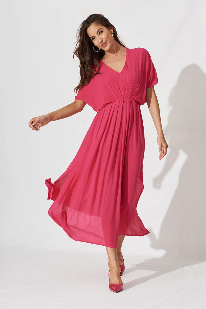 Right Move Maxi Dress In Hot Pink - full length