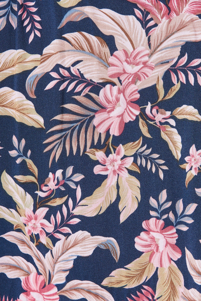 Jaydee Dress In Navy With Blush Floral - fabric