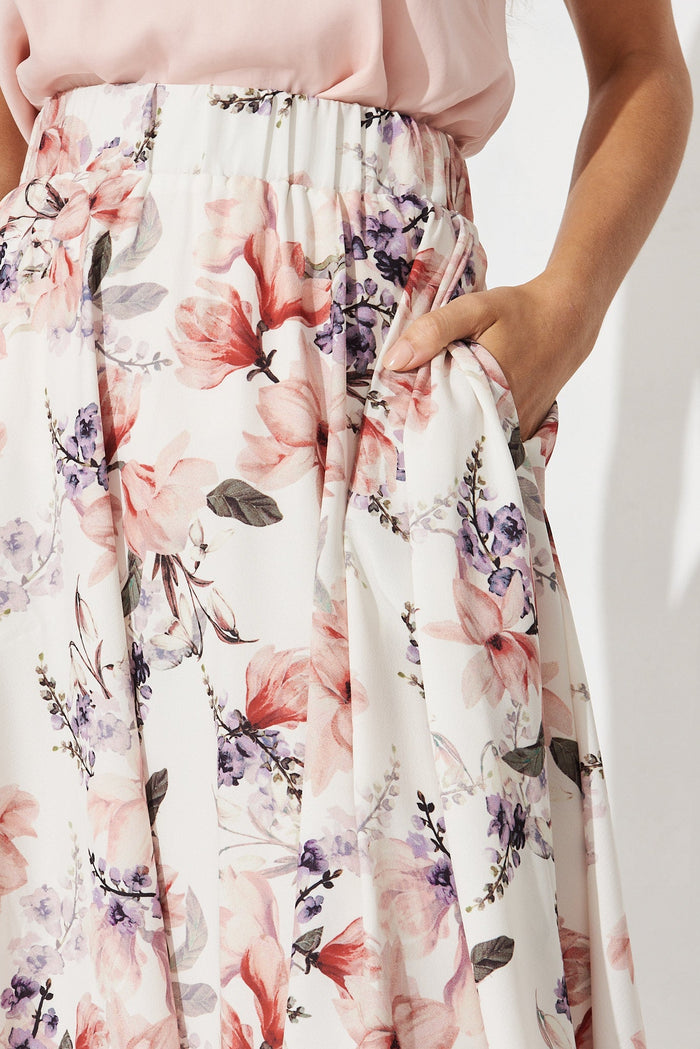 Hunny Skirt In Cream Floral - detail