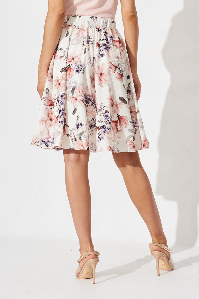 Hunny Skirt In Cream Floral - back