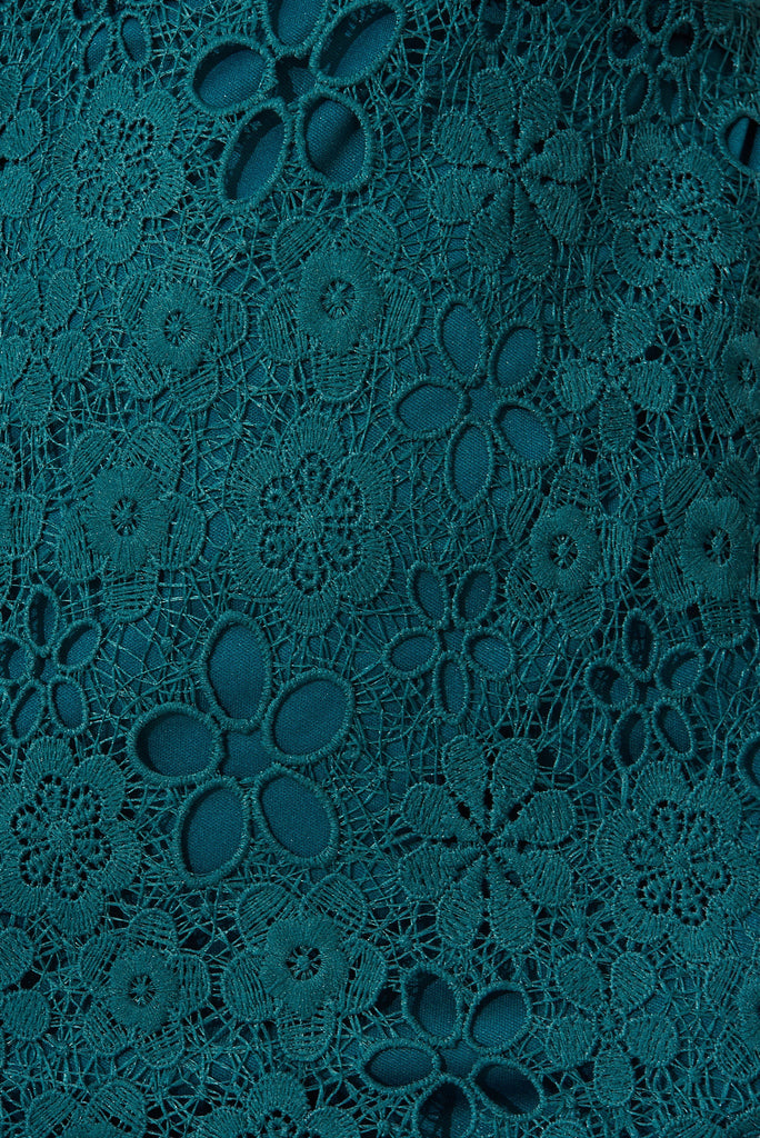 Niamh Dress In Teal Lace - fabric