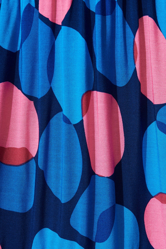 Tonia Maxi Skirt In Navy With Blue Spot - fabric