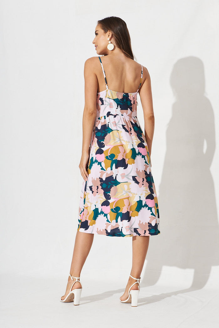 Jezebel Dress In Multi Floral - back