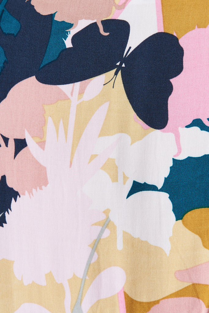 Priya Smock Top In Multi Floral - fabric