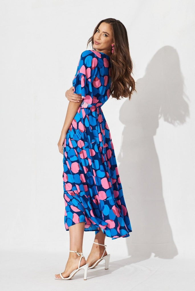 Brylee Maxi Dress In Navy With Blue Spot - St Frock (Dev)