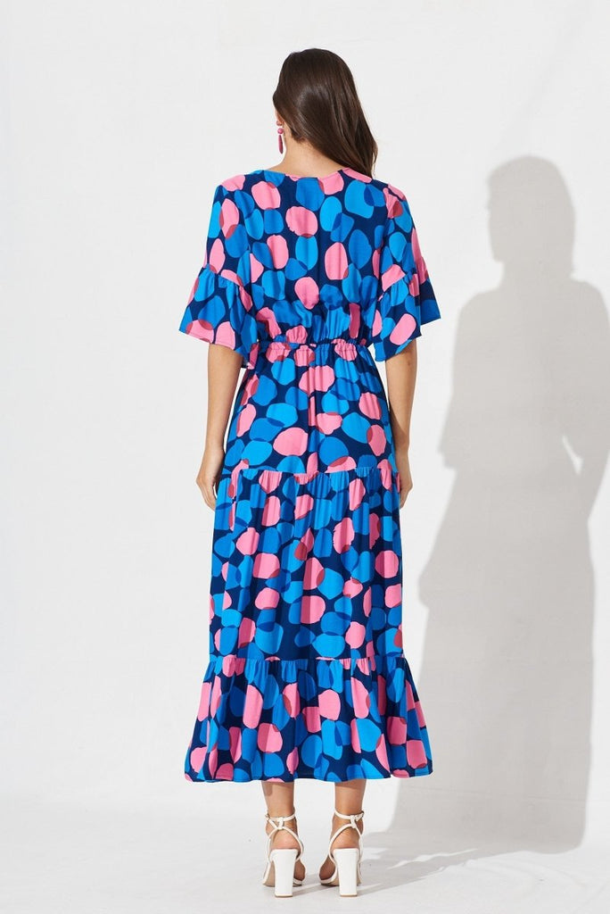 Brylee Maxi Dress In Navy With Blue Spot - St Frock (Dev)