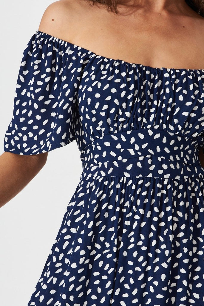 Candie Midi Dress In Navy With White Speckle - St Frock (Dev)