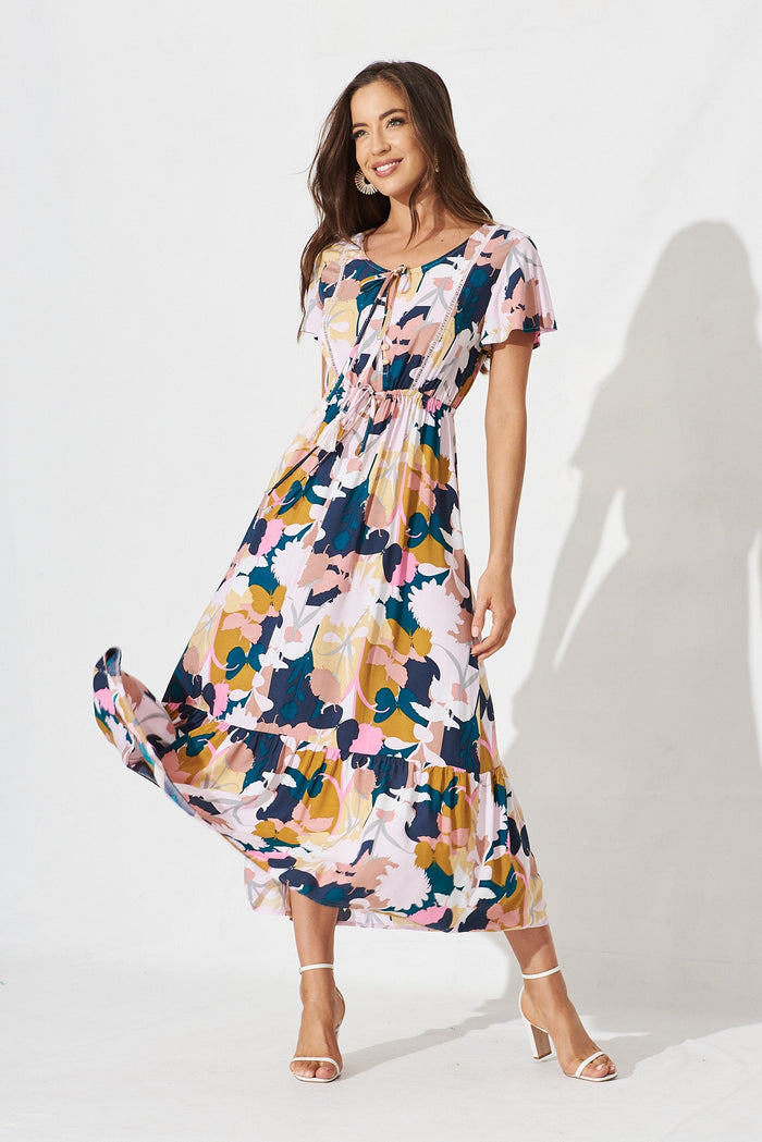 Jemora Maxi Dress In Multi Floral - full length