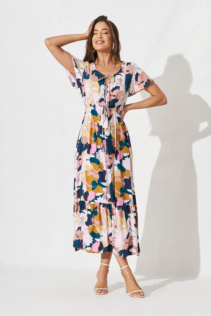 Jemora Maxi Dress In Multi Floral - full length