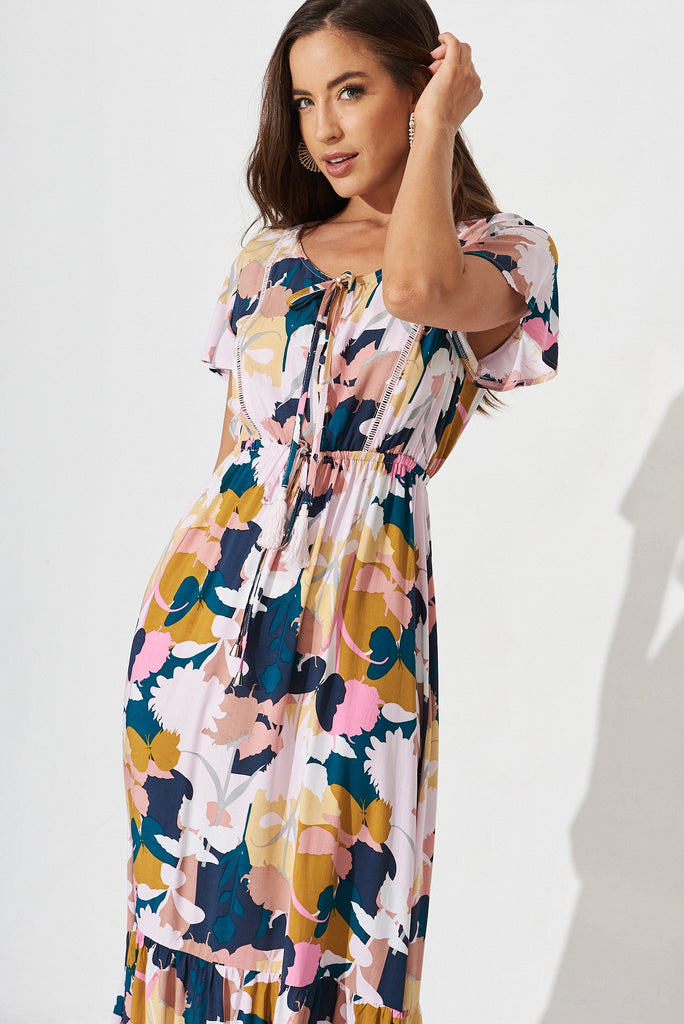 Jemora Maxi Dress In Multi Floral - front