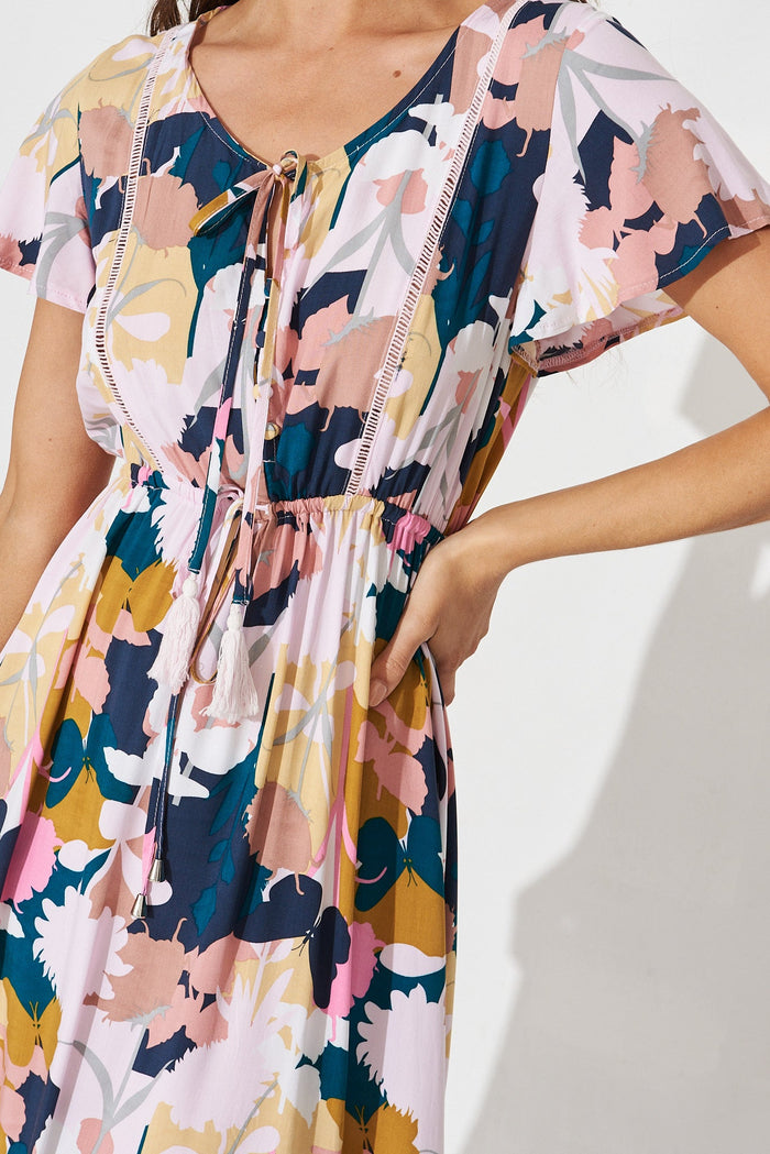Jemora Maxi Dress In Multi Floral - detail