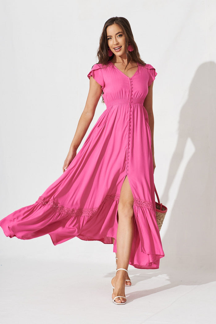 Front Runner Maxi Dress In Pink - full length