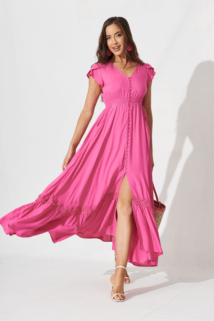 Front Runner Maxi Dress In Pink - full length