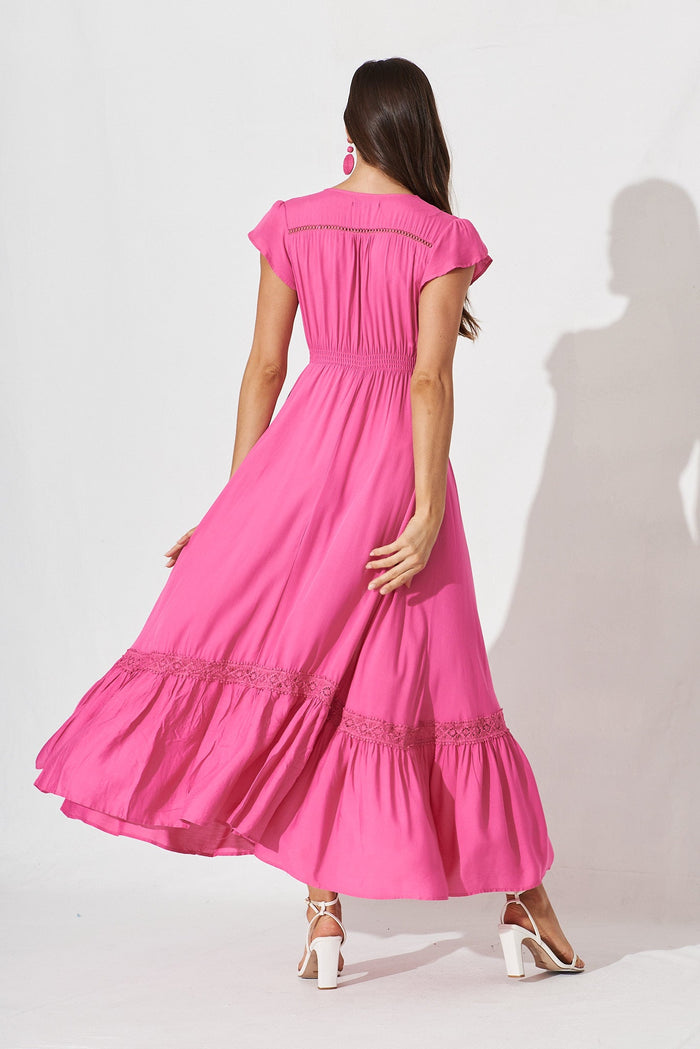 Front Runner Maxi Dress In Pink - back