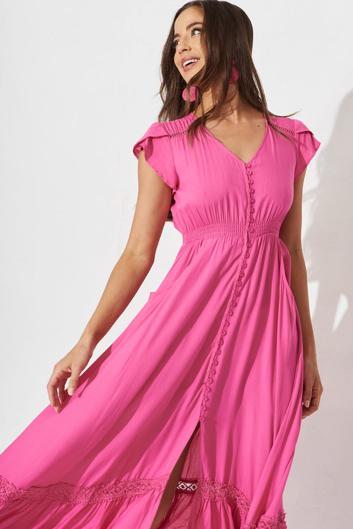 Front Runner Maxi Dress In Pink - front