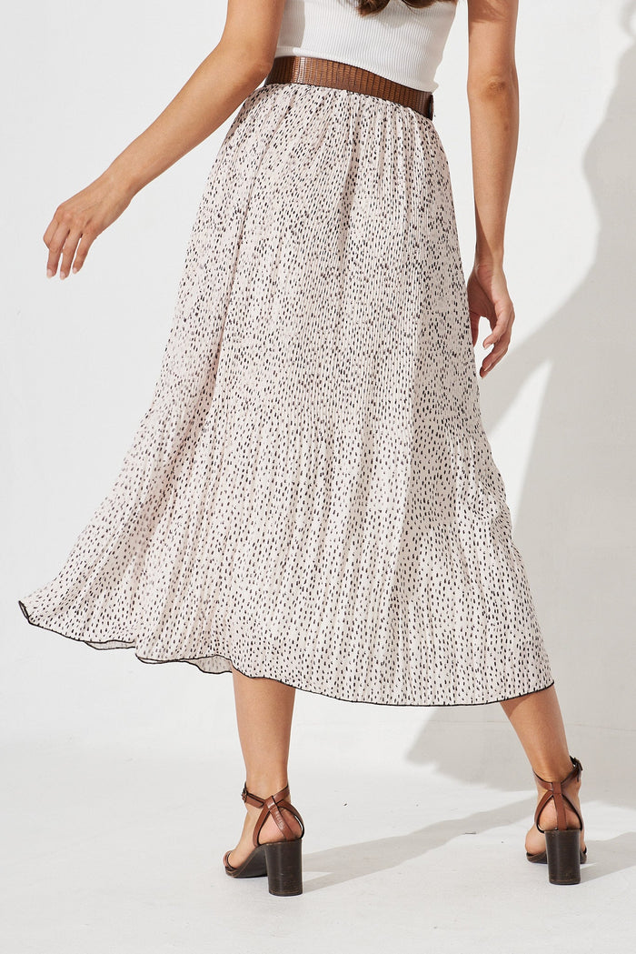 Brieanna Maxi Skirt In Cream With Black Spot Chiffon - back