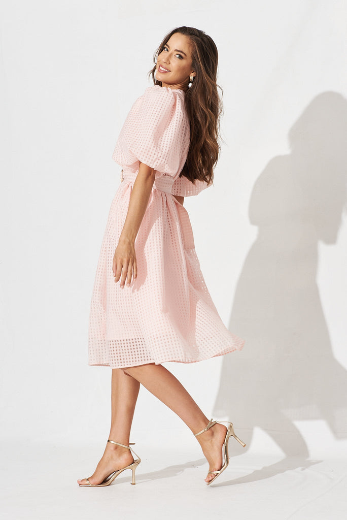 Partie Midi Dress In Pale Pink Organza - side