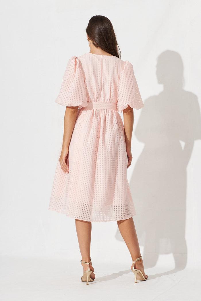 Partie Midi Dress In Pale Pink Organza - back