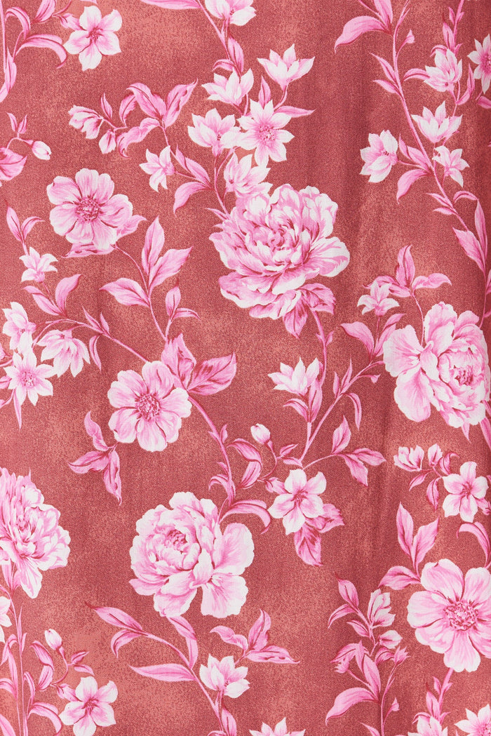 Eleanor Wide Leg Pant In Dusty Rose With Pink Floral - fabric