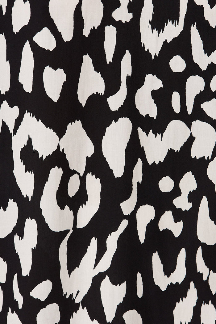 Jacoba Shift Dress In Black And White Large Leopard Print - fabric