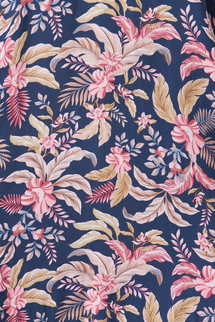 No Scrubs Maxi Dress In Navy With Blush Floral - fabric