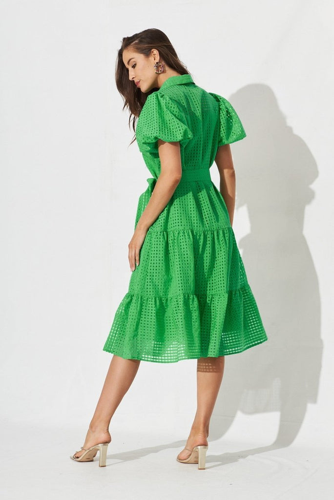 Cantia Midi Shirt Dress In Green Organza - St Frock (Dev)