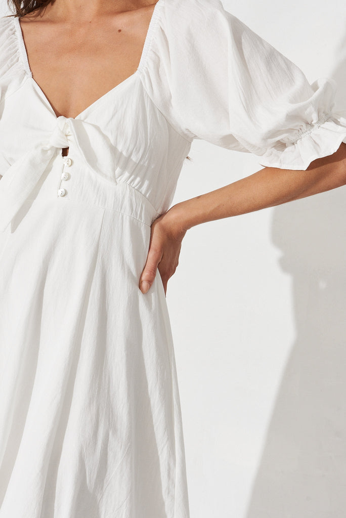 Ruthie Midi Dress In White Cotton - detail