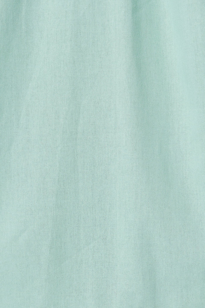 Esther Midi Smock Dress In Aqua Blue Linen Blend - fabric