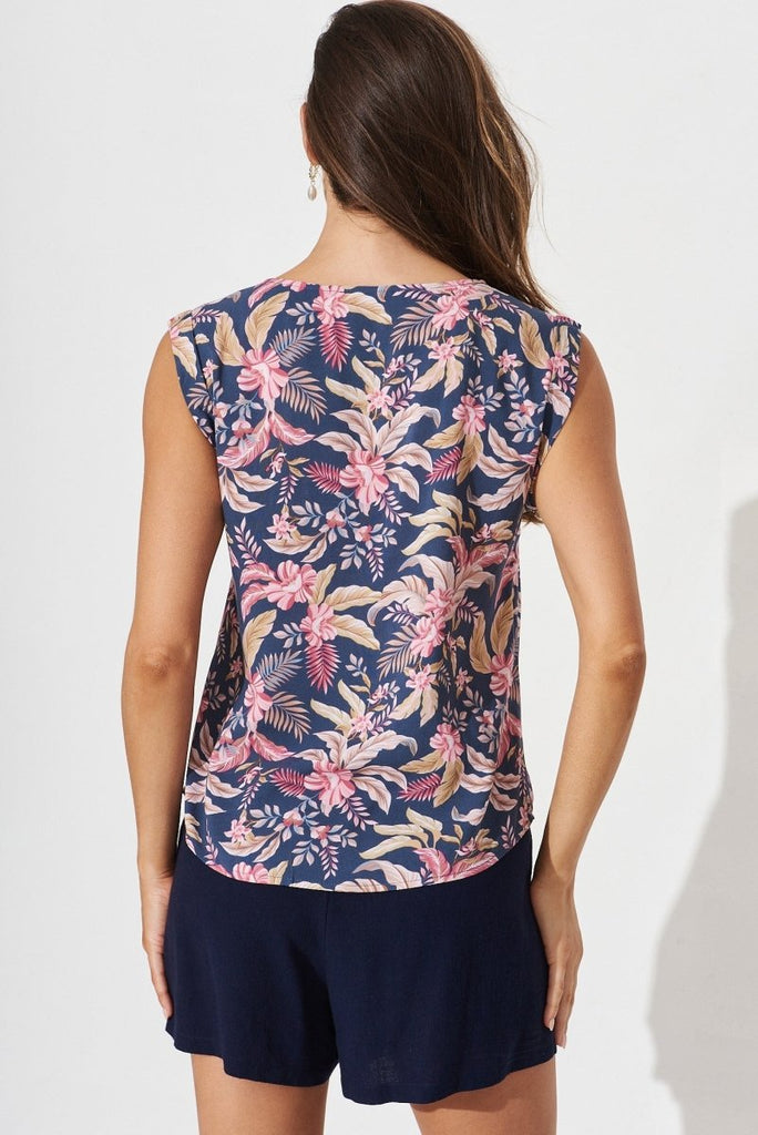 Clove Top In Navy With Blush Floral - St Frock (Dev)