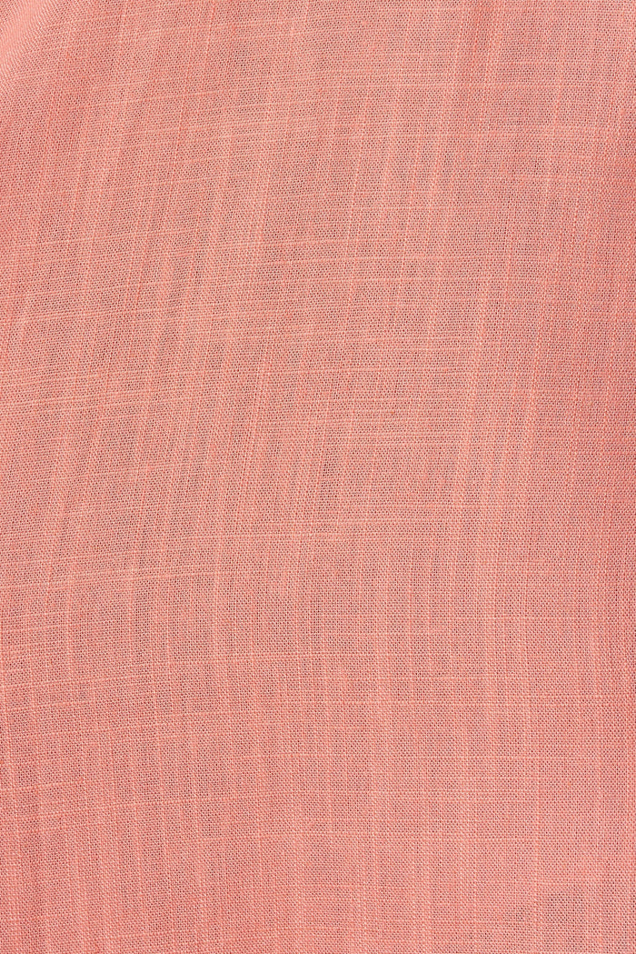 Coraline Midi Dress In Apricot Linen Blend - fabric