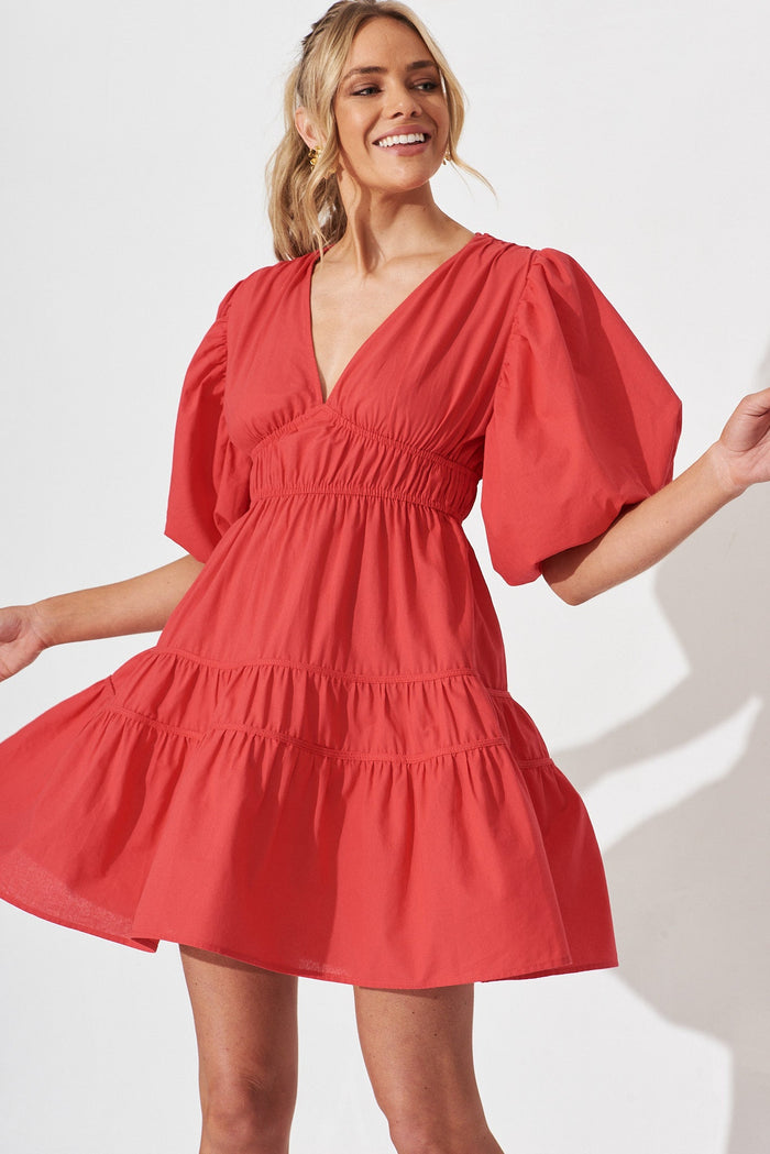 Amarusso Dress In Red Cotton - St Frock (Dev)