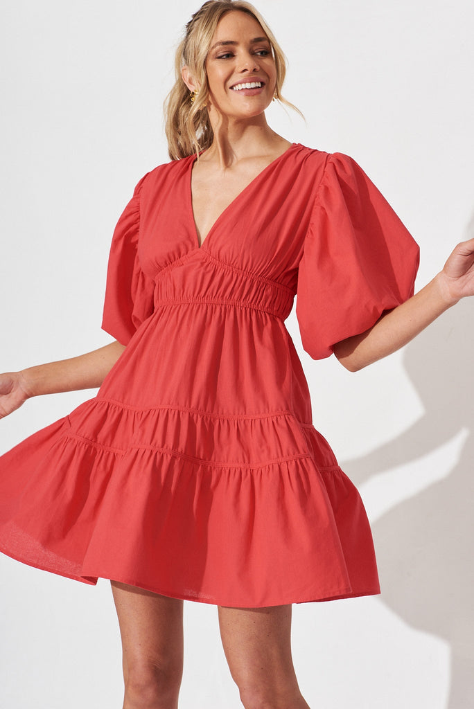 Amarusso Dress In Red Cotton - St Frock (Dev)