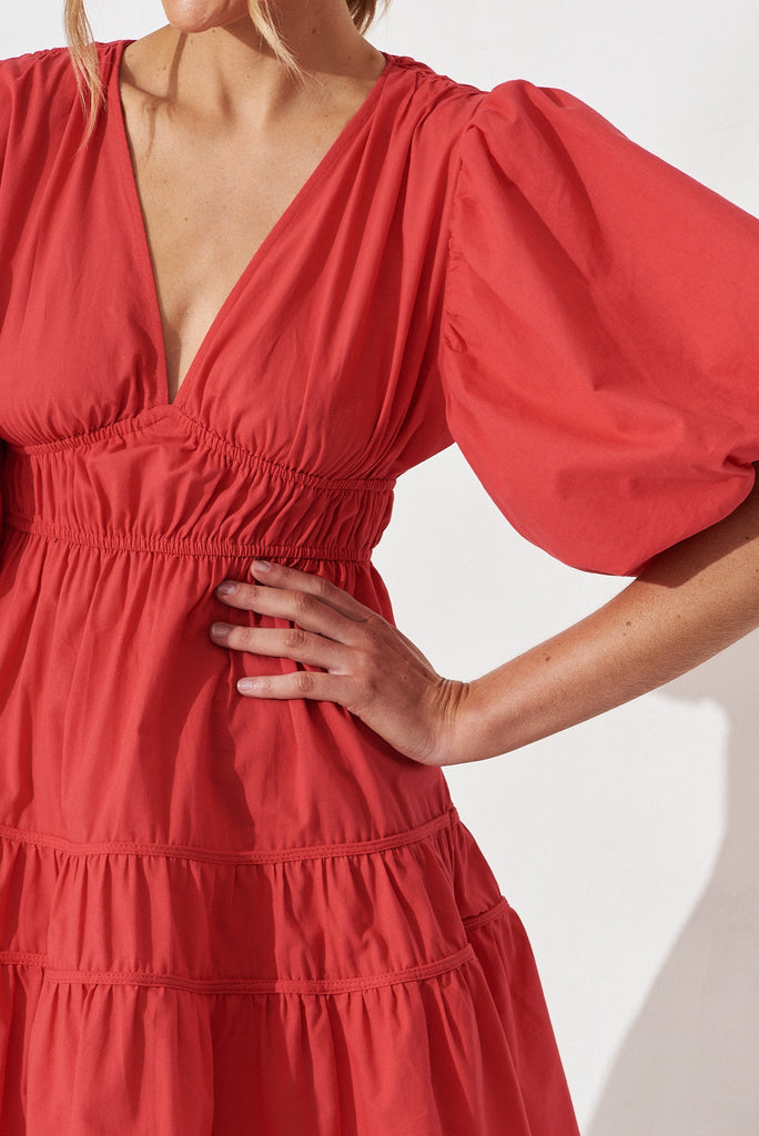 Amarusso Dress In Red Cotton - St Frock (Dev)