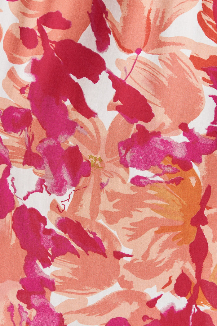Naples One Shoulder Smock Dress In Pink Floral - fabric